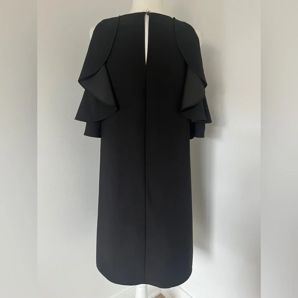 Kate Spade Black Cold Shoulder Crepe Dress Sz L *L
